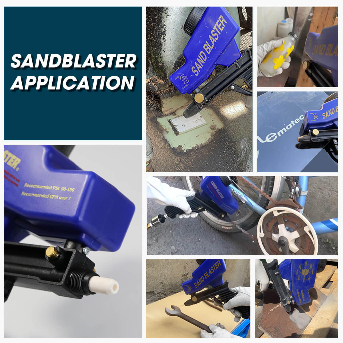 LEMATEC Sandblaster Gun AS118-3 Soda Blaster Gun abrasive tool