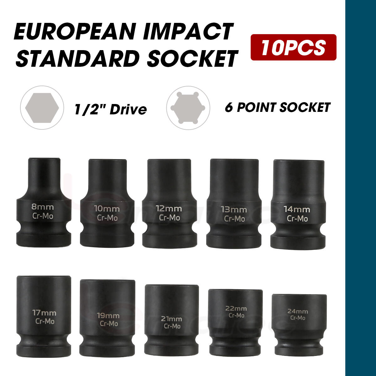 1/2 Dr. 10 PCS Impact Socket Set Taiwan