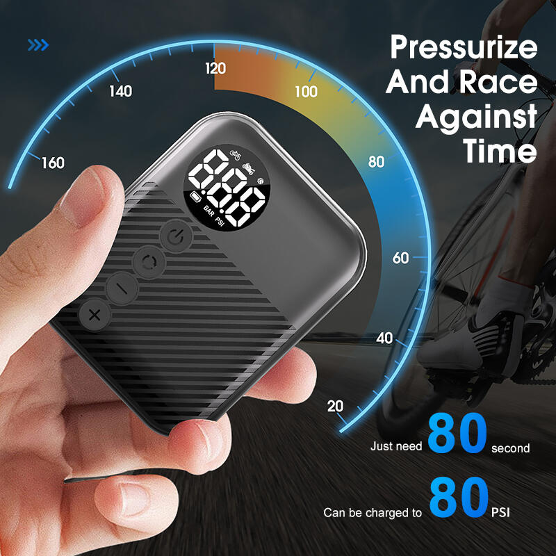 Digital inflator quickly charging up to 80 PSI in seconds