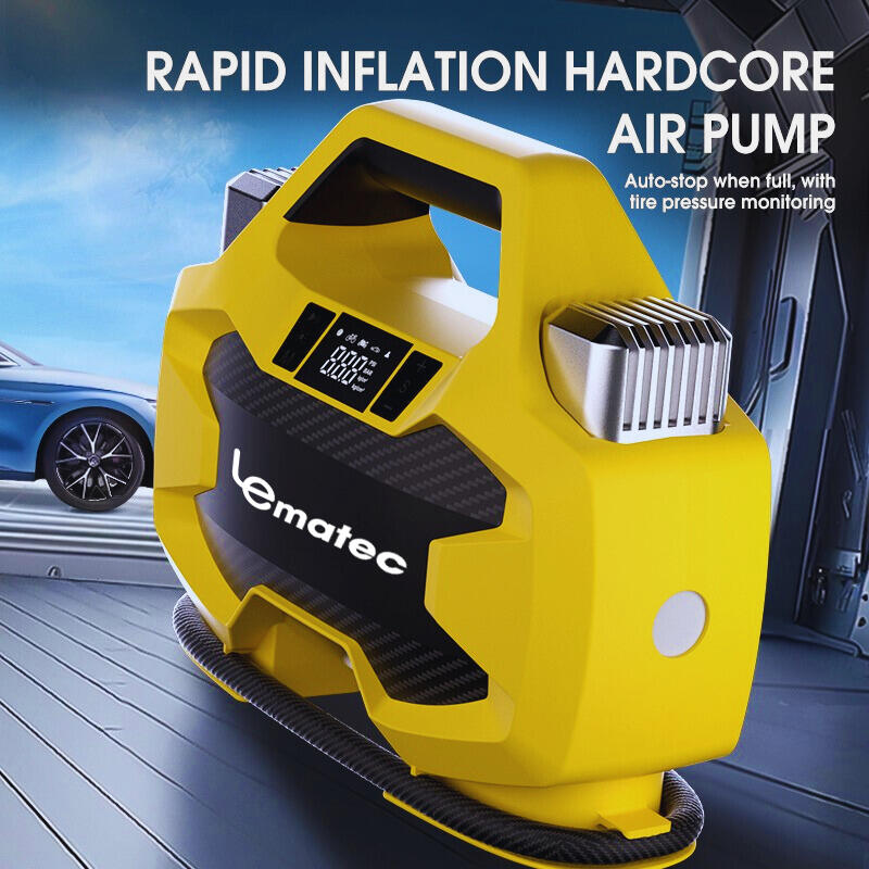 Lightweight car air compressor with easy-carry handle