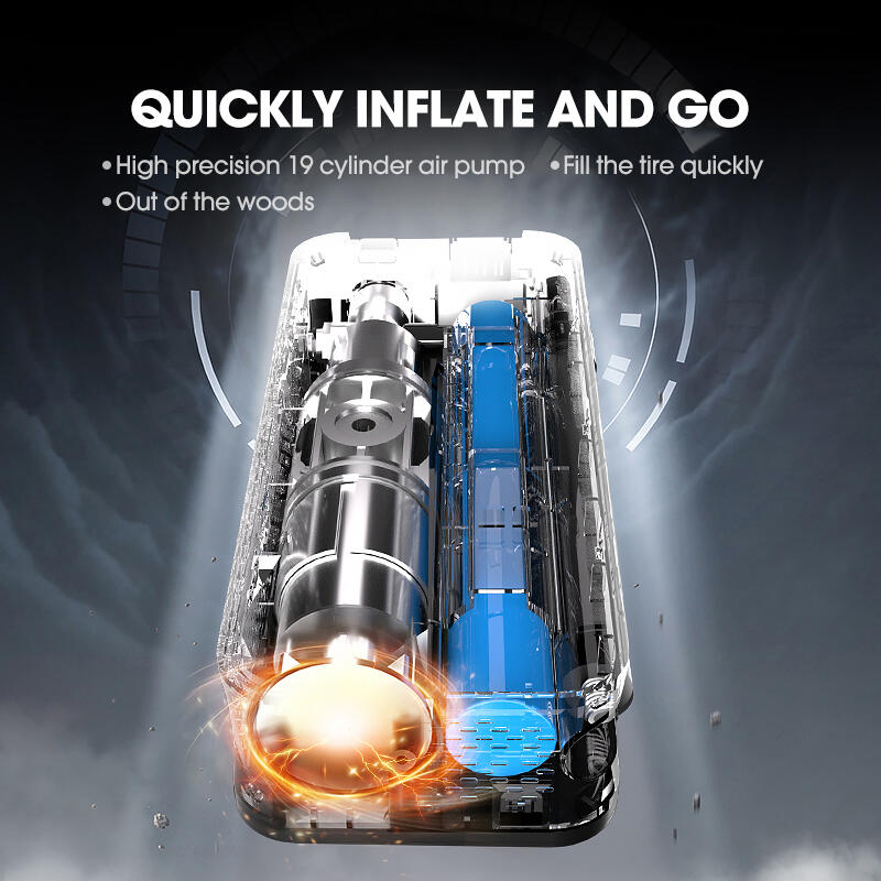 Compact handheld tire inflator with 2600mAh battery capacity