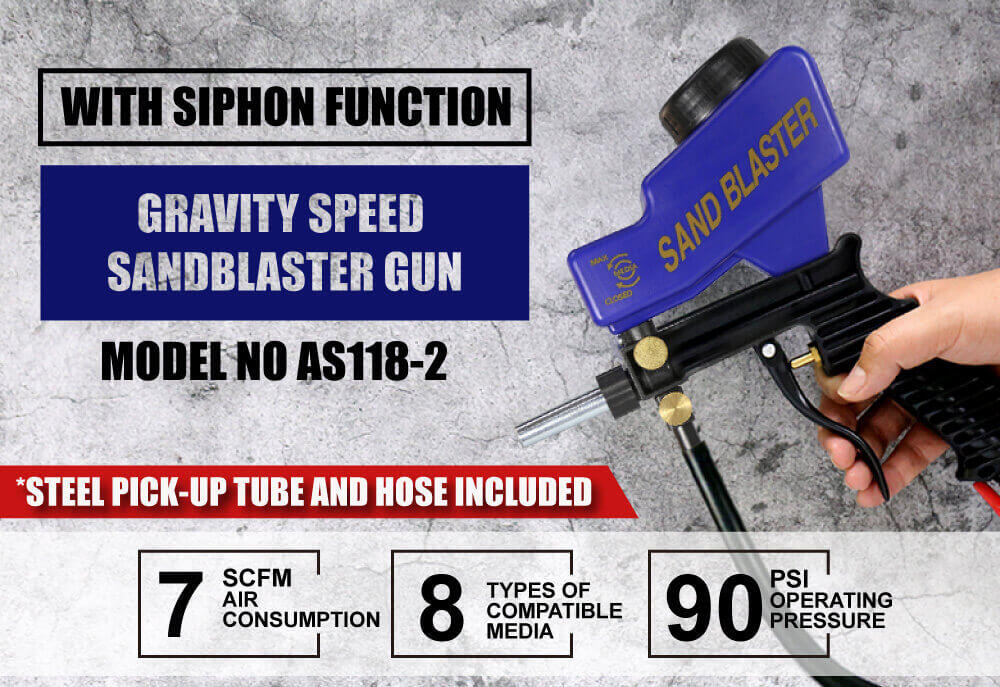 LEMATEC Gravity Feed With Siphon Feed Sandblaster Gun Sandblasting